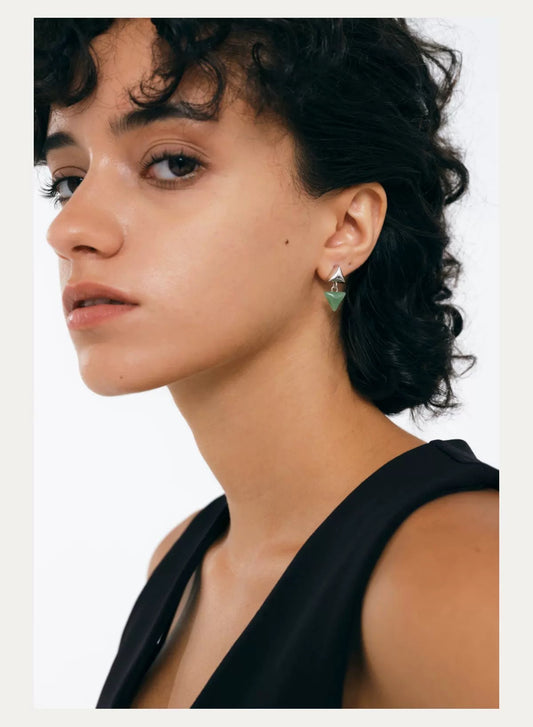 Dual Energy Jade Stone Triangle of Strength and Stability Earrings